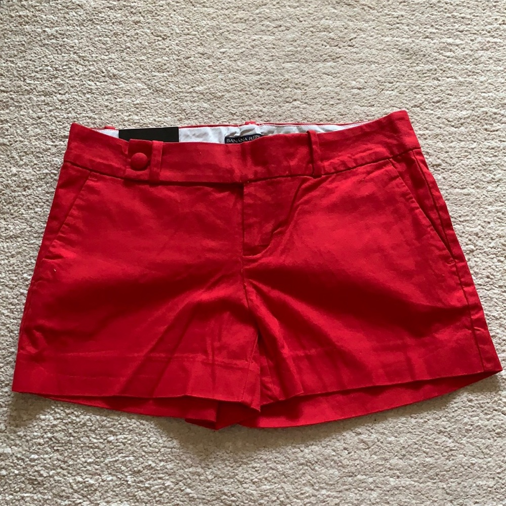 bold red shorts with cute button on front
